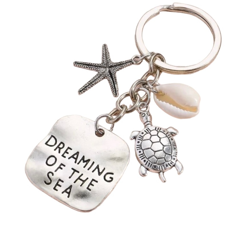 Dreaming of the Sea Keychain - sea turtle starfish and shell